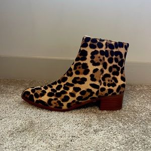 J. Crew Animal Print Calf Hair Heeled Booties